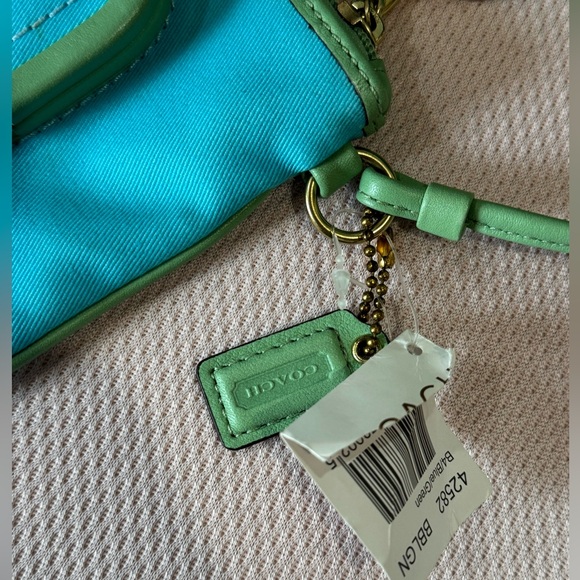 NWT Coach Bonnie Cashin Large Slim Wristlet Kisslock Coin Pouch in Blue Green - Picture 4 of 6